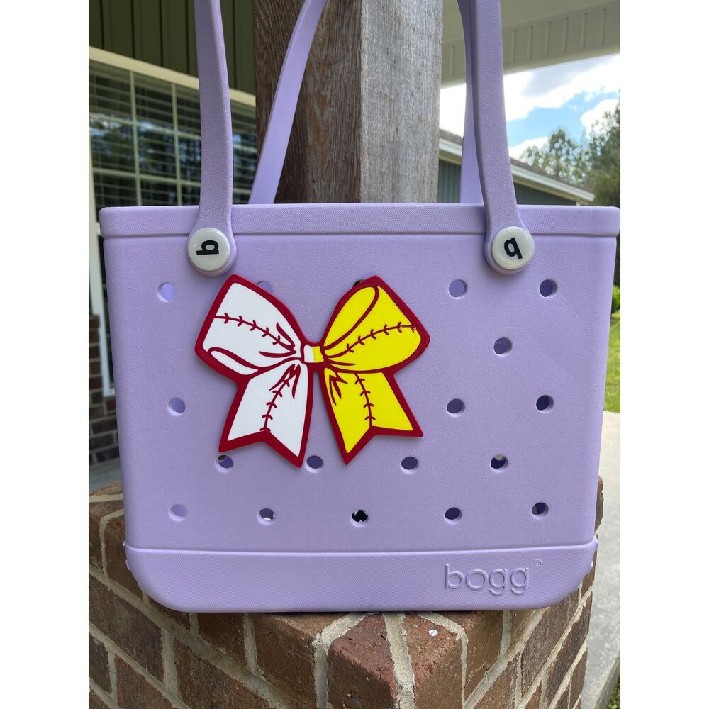 Jumbo Size 7" Baseball and Softball Bow Bogg Bag Charm - Slightly Imperfect